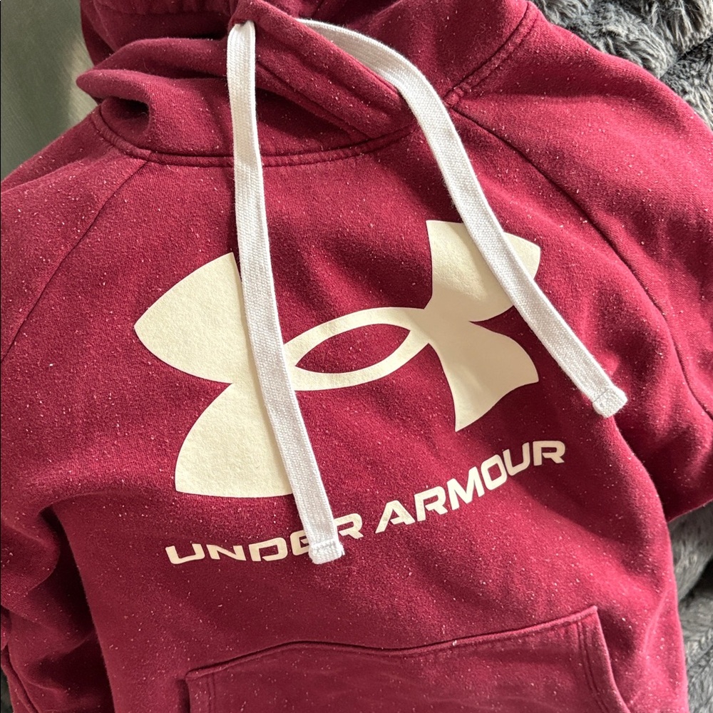 Under Armour Maroon Hoodie with White Logo